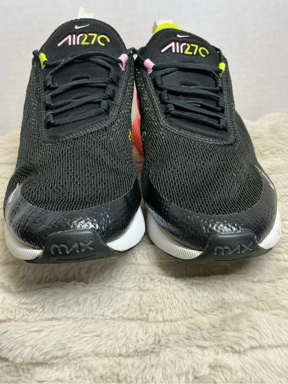 Nike Air Max 270 Women’s Size 8 Black Cyber Pink Rise Sneakers CI5770-001
